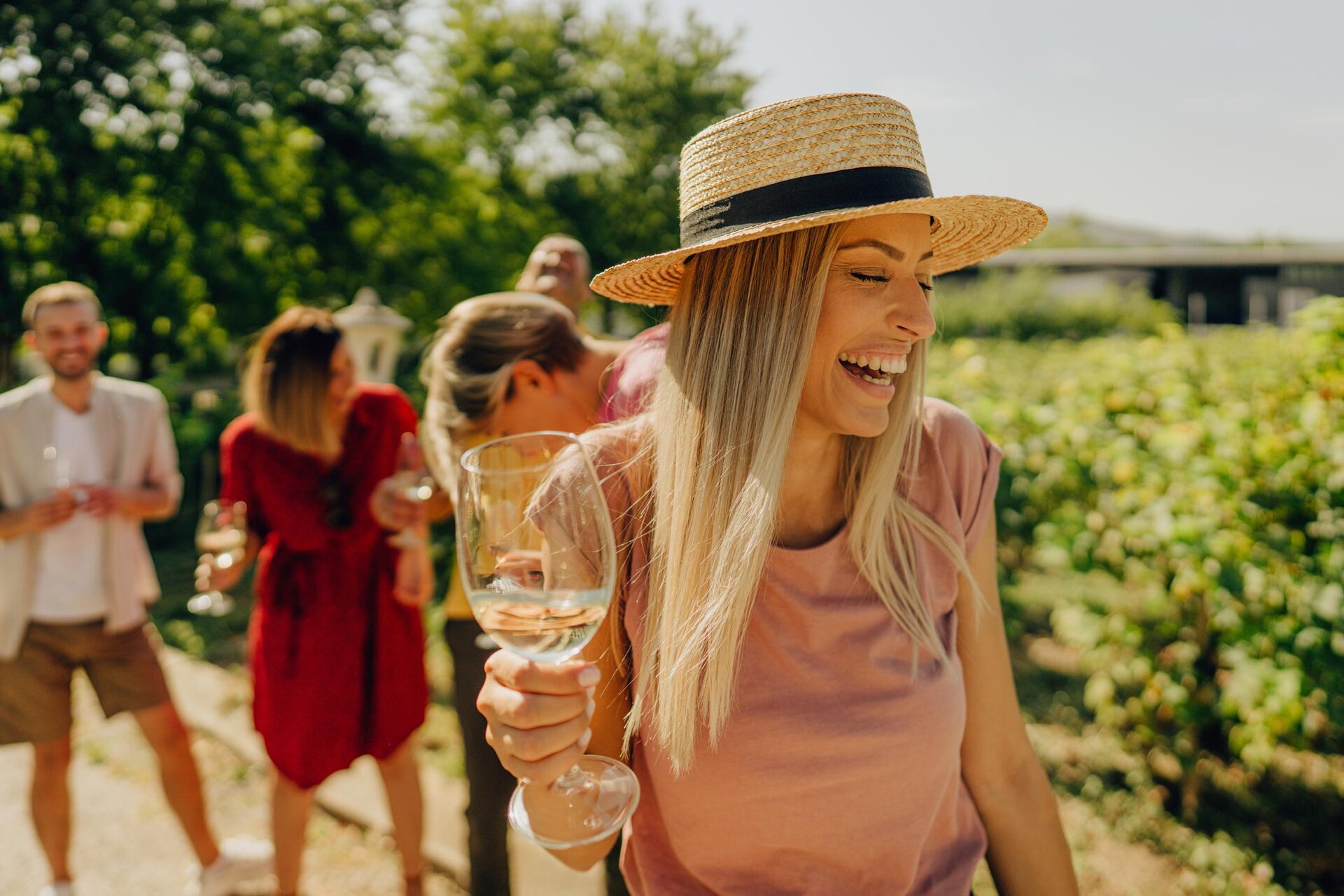 Friends at a winery