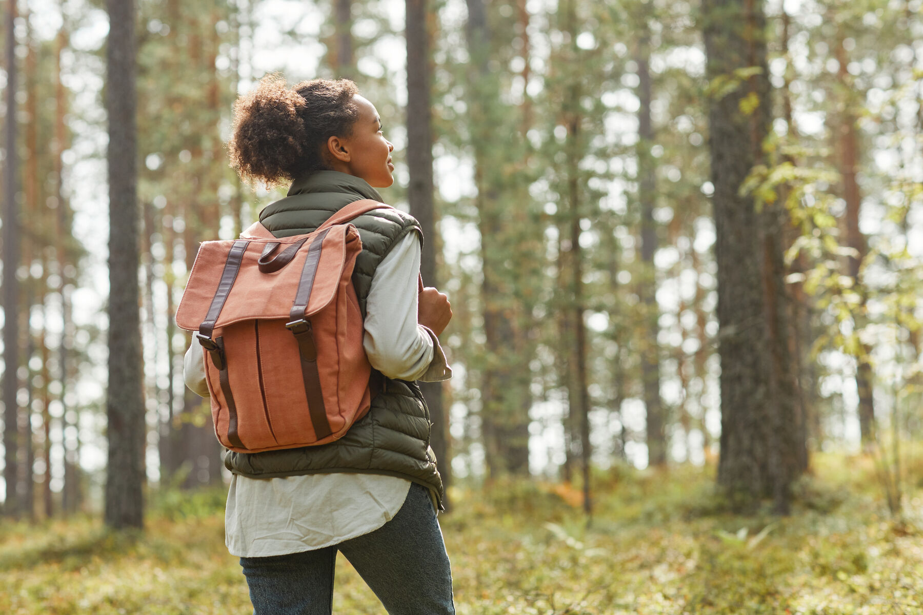 Hiking in the woods